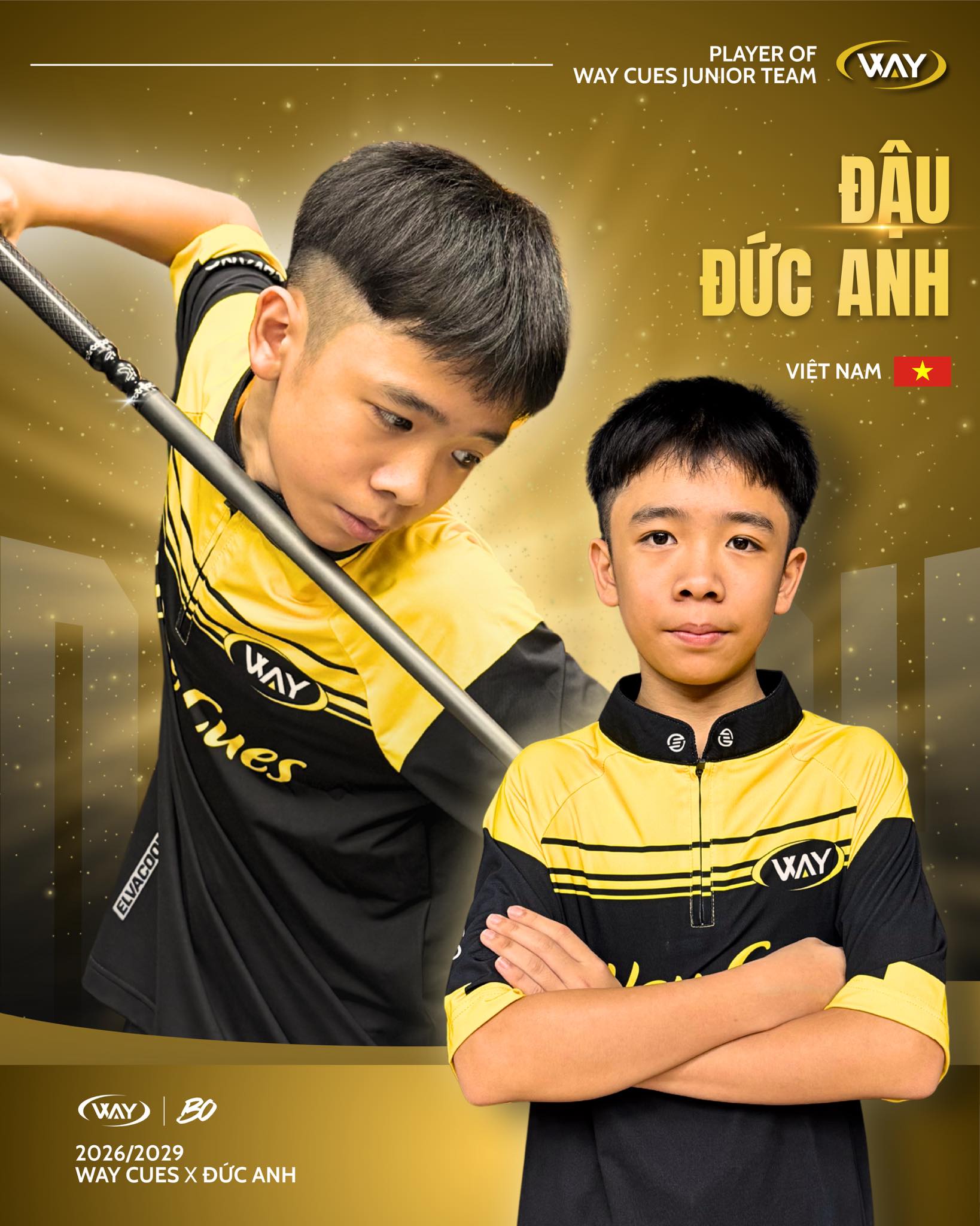 Cơ thủ nhí Đức Anh đại diện Way Cues thi đấu thế giới